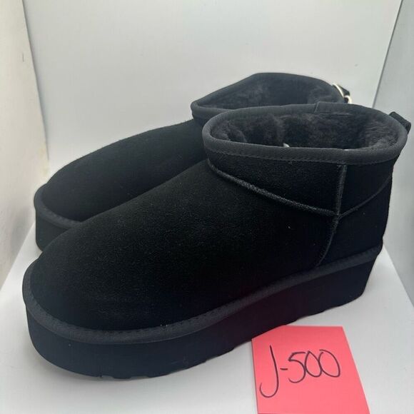 CUSHIONAIRE Women's Genuine Suede pull platform boot +Memory Foam 11 WIDE BLACK - Picture 3 of 7